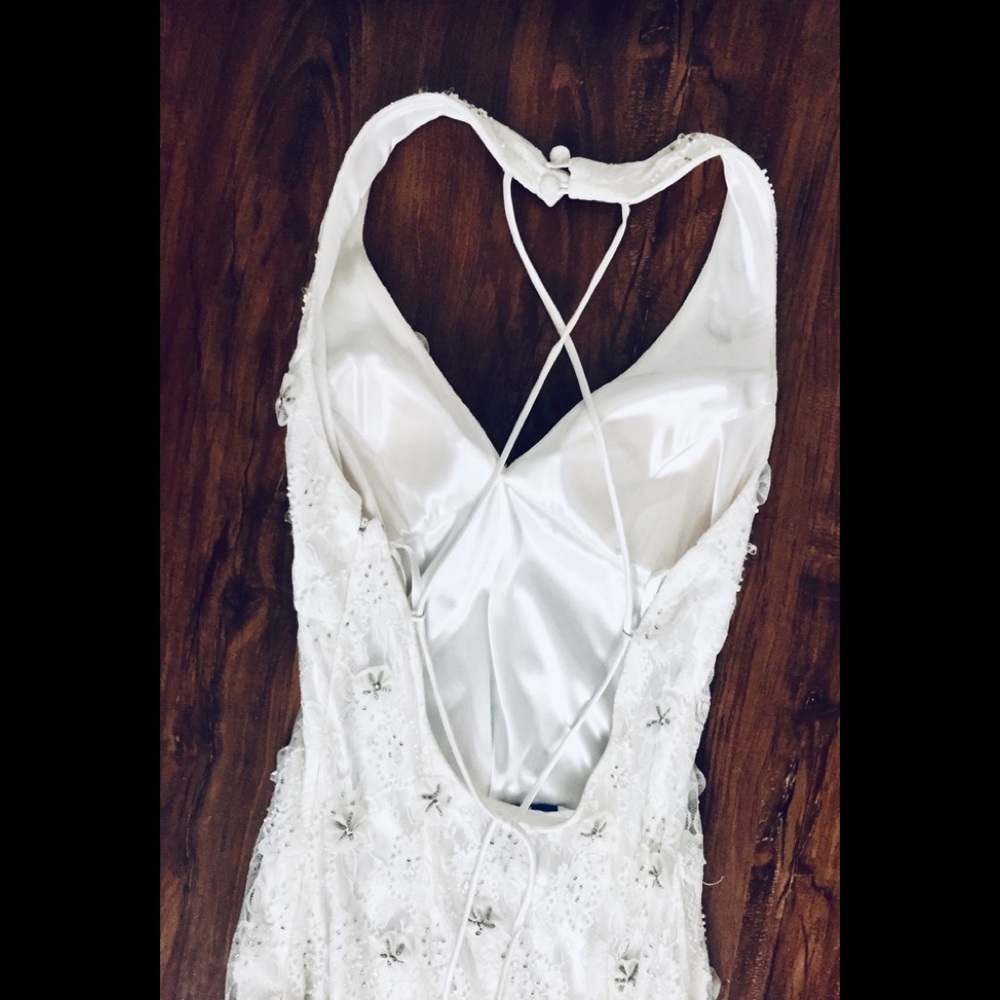 💕Beaded White Gown💕Sue Wong Low Back Beaded Sz S